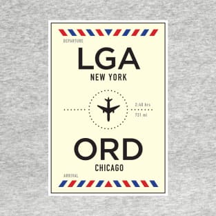 LGA to ORD Airport / New York to Chicago T-Shirt
